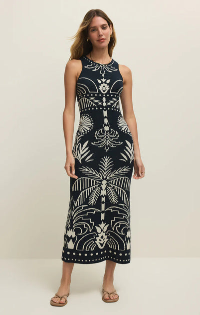 knee length dresses for ladies IN IBIZA RUFFLED MIDI DRESS  AKIRA